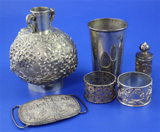 Six late 19th/early 20th century Chinese silver items,